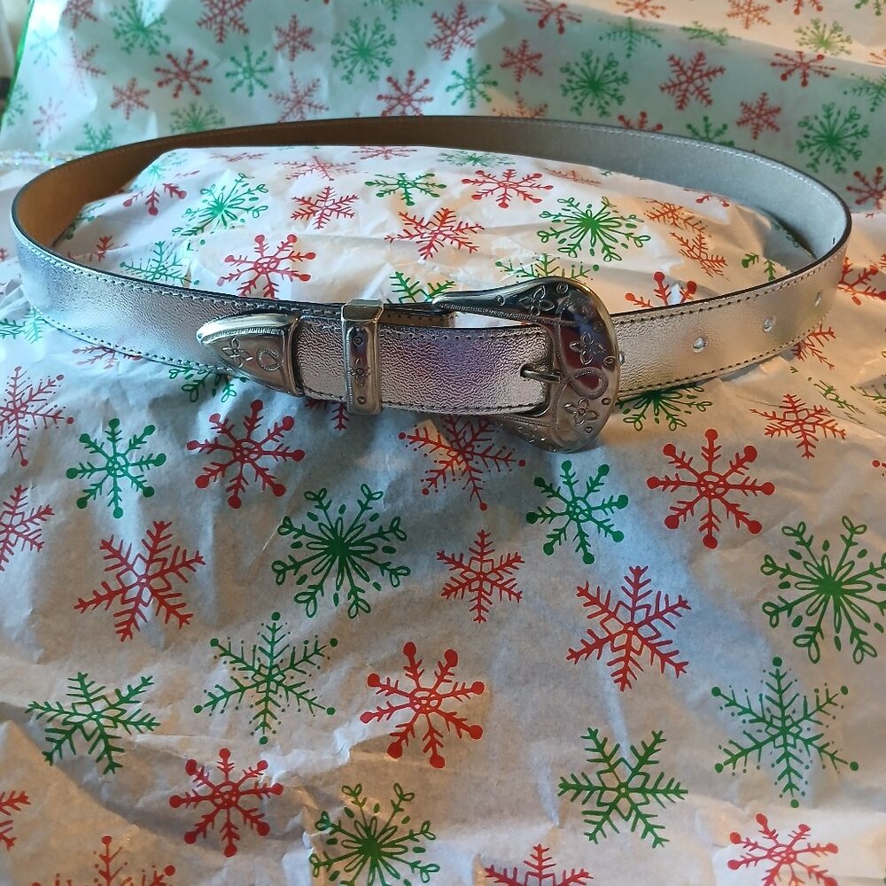 Silver Leather Belt Women's Small
